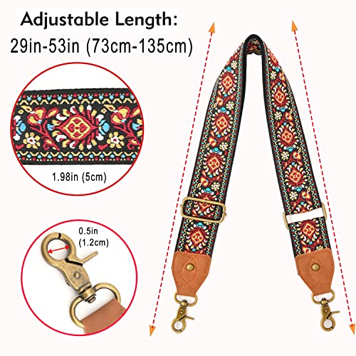 Image of Purse Strap Wide Shoulder Strap Replacement Crossbody Handbag Adjustable Embroidery Guitar Style Bag Strap