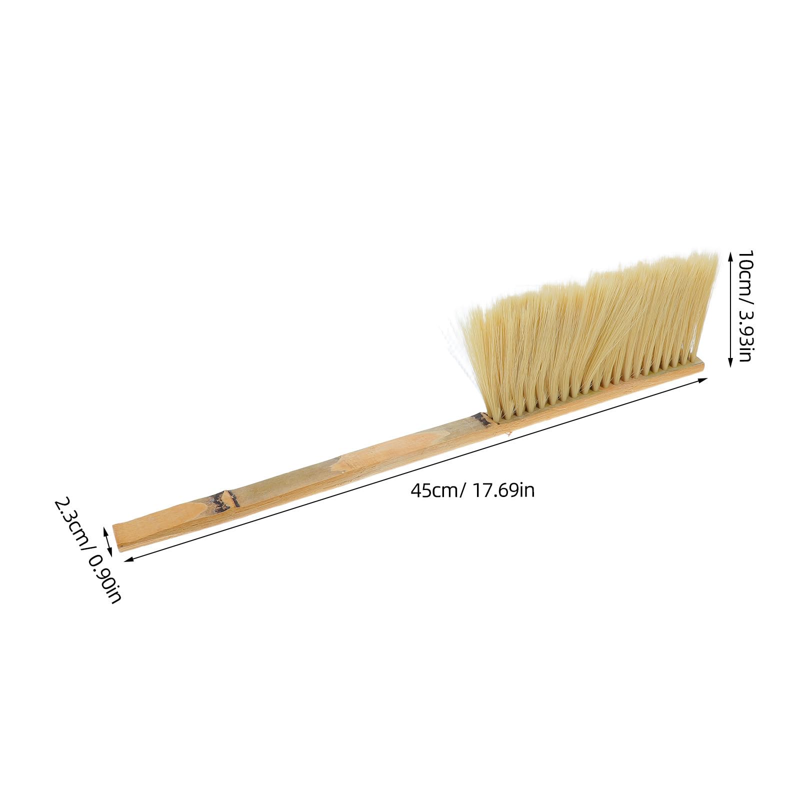 UPKOCH Spazzola per Scopa a Mano: Spazzola per la Pulizia della casa con Manico in bambù per Auto, Letto, mobili, Vestiti, Giardino, Divano, 45 cm