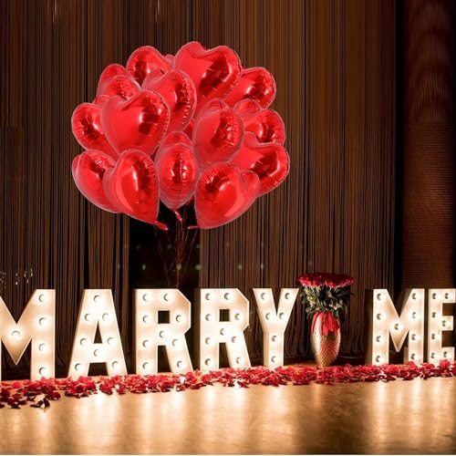 TONIFUL 30Pcs 18 Inch Red Heart Balloons Valentine’s Day Heart Shape Foil Mylar Balloons Decoration for Romantic Valentine's Day Wedding Bridal Shower Anniversary Engagement Party Supplies by TONIFUL - Image 6