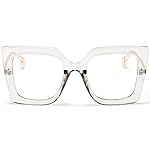 AIEYEZO Oversized Blue Light Glasses for Women, Anti Fatigue Prevent Headache Computer Eyeglasses (Clear Grey)