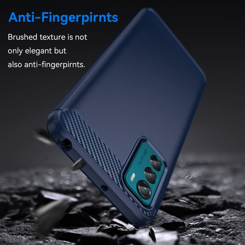 Image of Hybrid Carbon Fiber Back Case for Motorola Moto G42 (Blue)