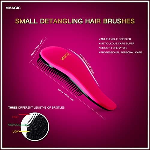 Detangling Brush - glide the Detangler Brush through Tangled hair - Best Brush / Comb for Women, Girls, Men & Boys - Use in Wet and Dry Hair (Black + Rose Red)