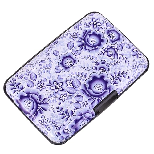 Image of Elfish Mini RFID Aluminum Wallet Credit Cards Holder Business Card Case Metal ID Case for Men Women (Camellia)