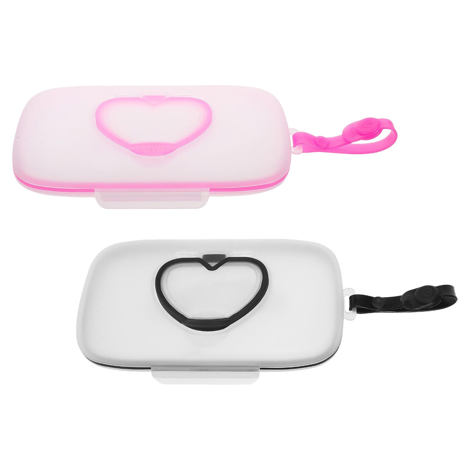Dispensador de Toallitas Portátil para 2 Piezas Color Claro y Rosa Tapa Reutilizable Estuche para Toallitas Húmedas de Viaje y Uso al Aire Libre