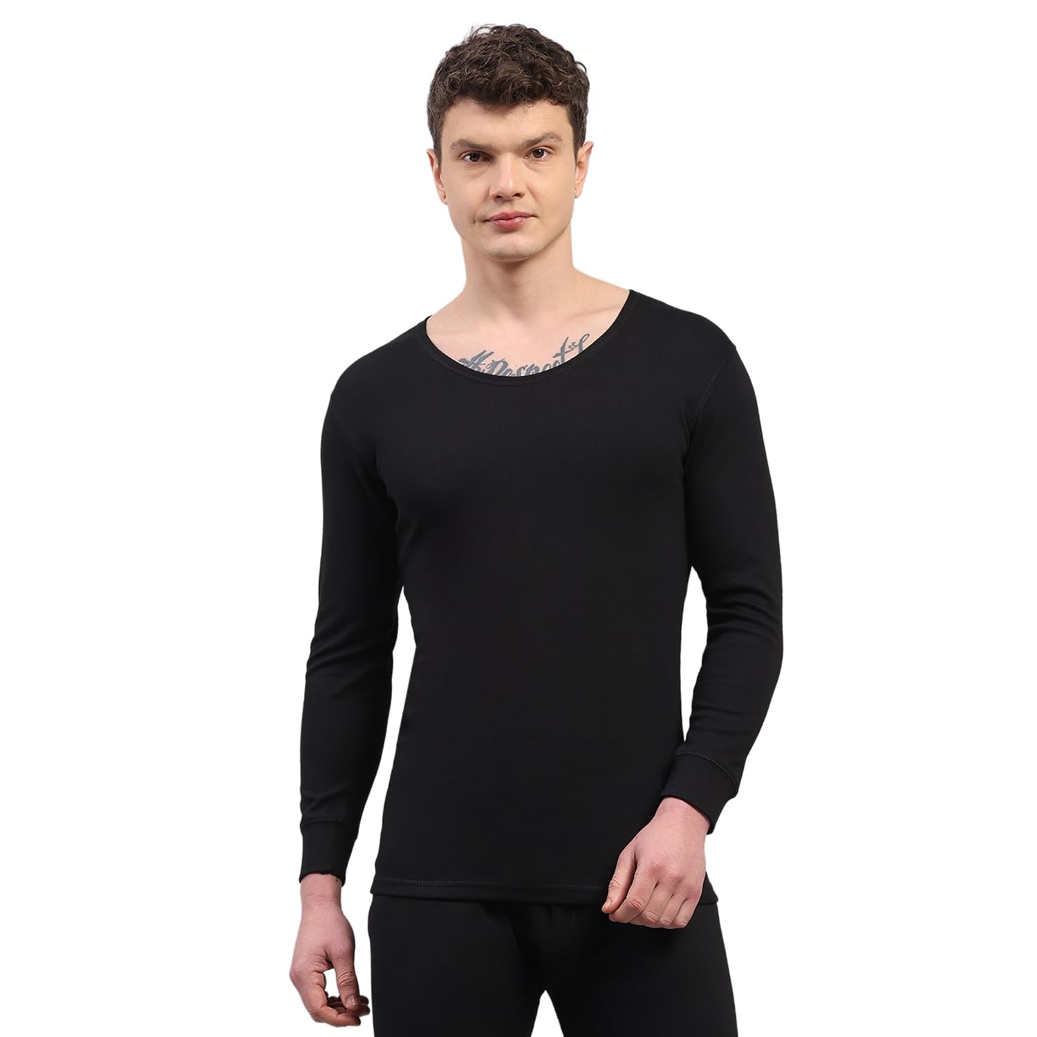 Mens Regular Fit Solid Full Sleeve Round Neck Thermal Vest | Men Thermal Vest for Winter | Warm Inner Wear Top | Soft Stretchable Comfortable Body Warmer for Men (Pack Of 1)