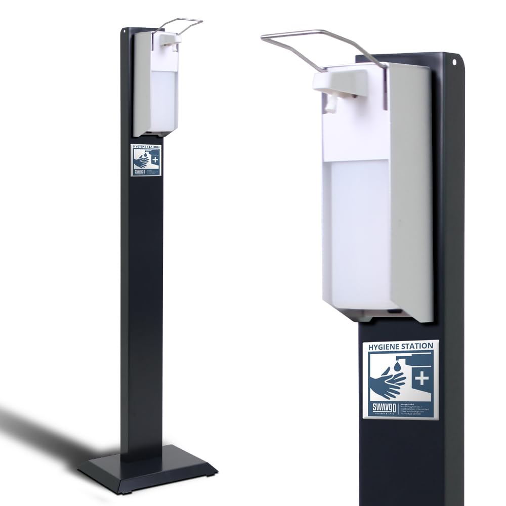Hygienestation mit Desinfektionsspender - Desinfektionssäule mit Sensor oder Manual - Desinfektionsstation für Innen & Außen (Manual 1000 ml)