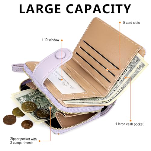 Image of Farcauo Womens Wallet Cute Small Wallets for Women Purple Women's Wallet Kawaii Flower Card Wallets for Women Ladies