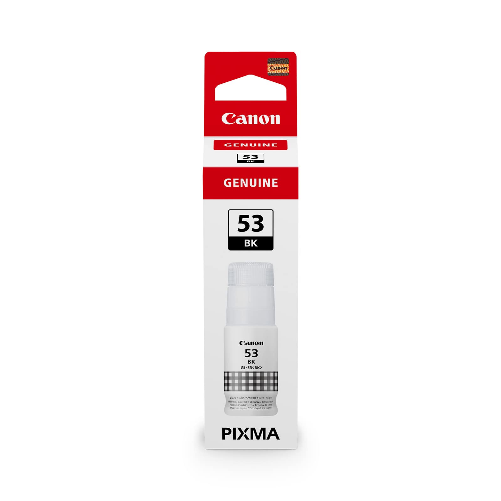 Canon GI-​53 BK Bouteille d'encre, pour imprimante Jet d'encre PIXMA MEGATANK, Noire