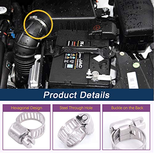 Swpeet 13Pcs 20 Feet Large Adjustable 304 Stainless Steel Band Clamp Pipe Clamp Worm Gear Hose Clamp With Fasteners Assortment Kit, Metal Hose Clamp For Ductwork, Pole Mount, Metal Strapping #TOP3