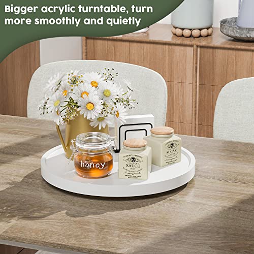White Lazy Susan For Table, 12 Inch Non-Skid Bamboo Turntable Organizer For Salt Pepper Spices And Olive Oil Next To Stove, Wooden Lazy Susan Organizer For Kitchen Countertop Organizer #TOP2