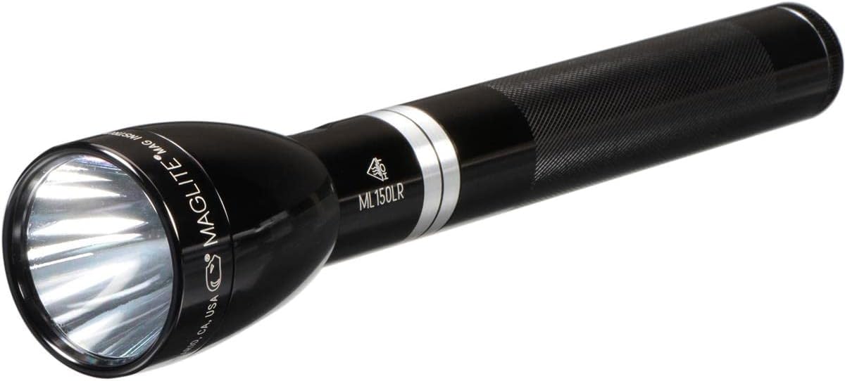 Rechargeable LED Flashlight, System 7, 12 Volt DC Direct Lead, Black