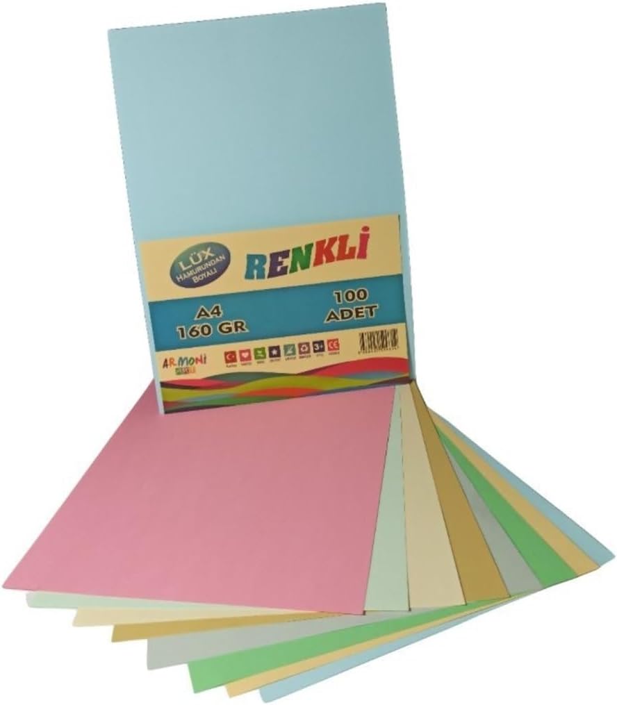 Lüx Hamurundan Boyalı Renkli 100'lü Fotokopi Kağıdı/Fon Kartonu/Baskı Kağıdı 160 Gr. (100 Adet) 129914531000