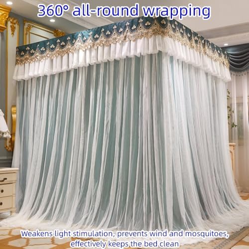 Mat Solid Wood Bed Boards Breathable Plate Foldable Plate Futon Frame FoldingFolding Floor Slatted Frame,Gauze Bed Curtain, Double Crossbar Supported Floor-Standing Canopy for Bedroom