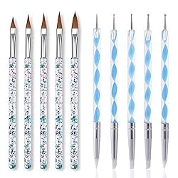 MWOOT-Nailart-Pinsel-10-Stueck-Nagelpinsel-Gelnaegel-Nageldesign-Nagelkunst-Pinselset-Ombre-Pinsel-mit-Nagel-Dotting-Pen-DIY-Nail-Art-Silikonpinsel-Manikuere-Nail-Brushes