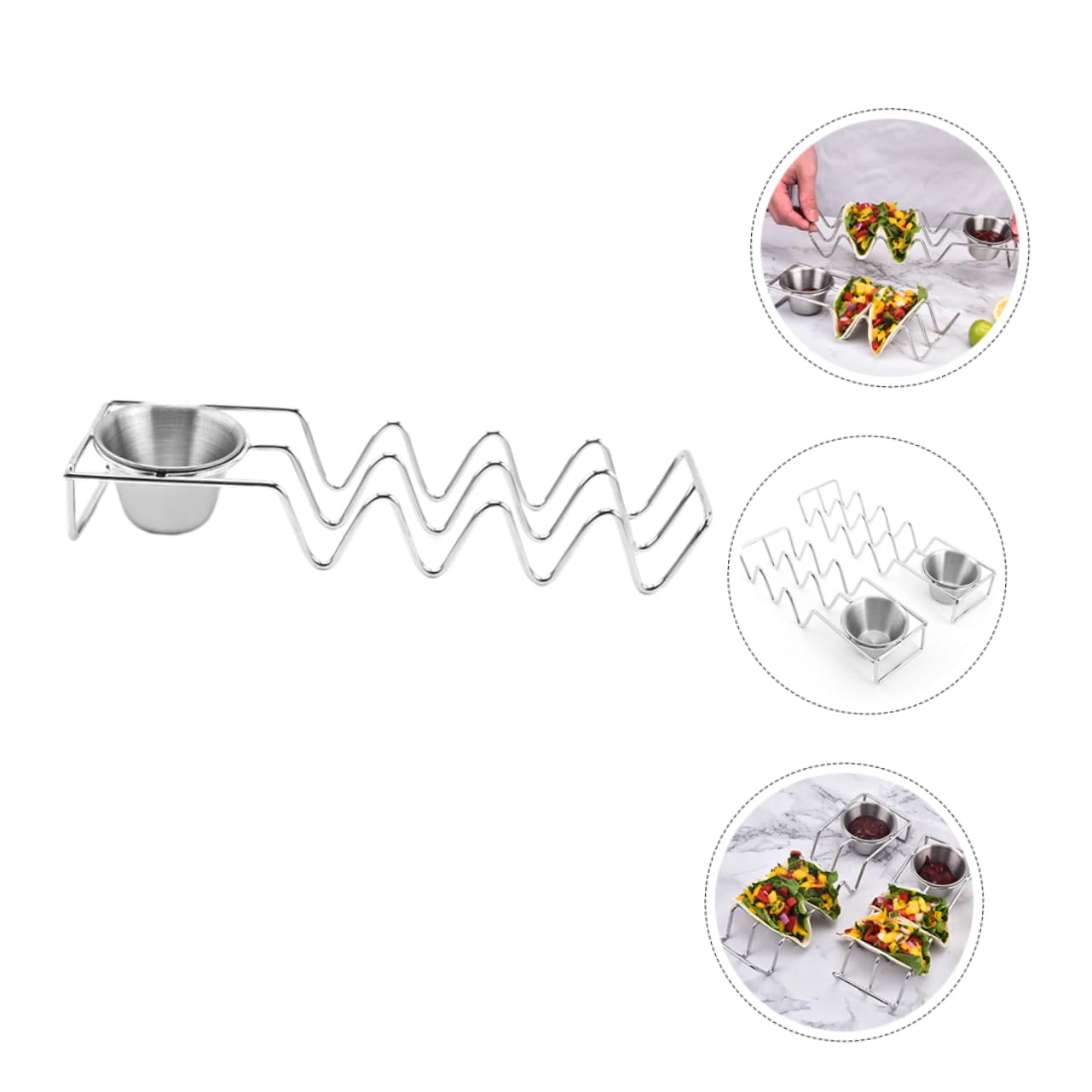 STOBAZA Stainless Steel Pancake Rack Wave Shaped Pancake Holder Kitchen Tortilla Rack Para Taco Tortillas Taco Tray Tortilla Serving Stand Desktop Burritos Stand Pancake Stand Silver