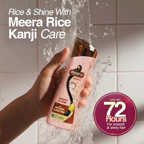 Image of Meera Smooth & Shine Shampoo with Rice Kanji & Aloe Vera | Up to 72 Hours Smooth & Shiny Hair | Nourishes & Softens Hair | Suitable for Men & Women | 180ml