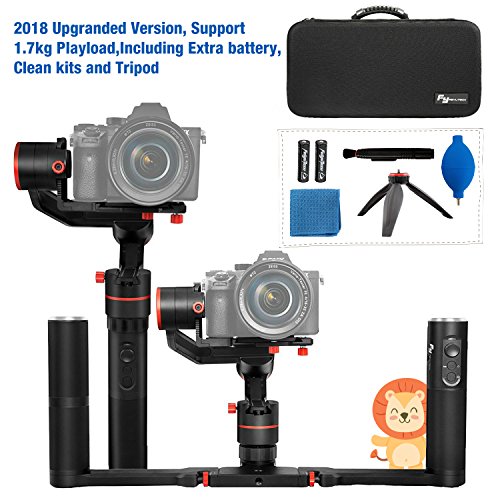 Feiyu A1000 3 Axis Handheld Gimbal Stabilizer with Dual Handheld Grip for Cameras IC Including Extra Batteries and Tripod