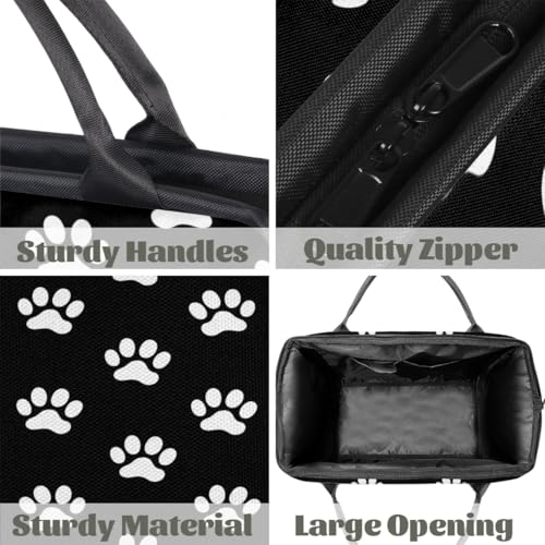 Travel Duffel Bag for Women, Black Dog Cats Paw Print Weekender Overnight Bag Carry on Beach Swim Bags Dance Bag Airlines Approved Personal Item Travel Bag for Yoga, Sports, Hospital4