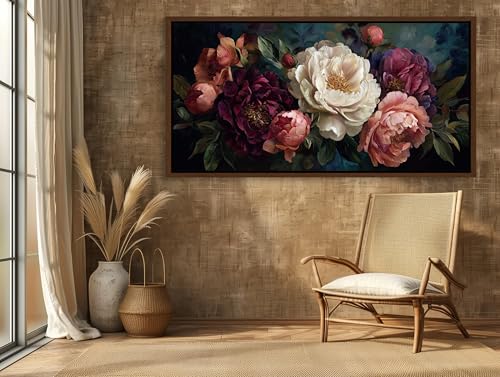 Impressions sur toile de fleurs au rendu artistique de peinture à l'huile