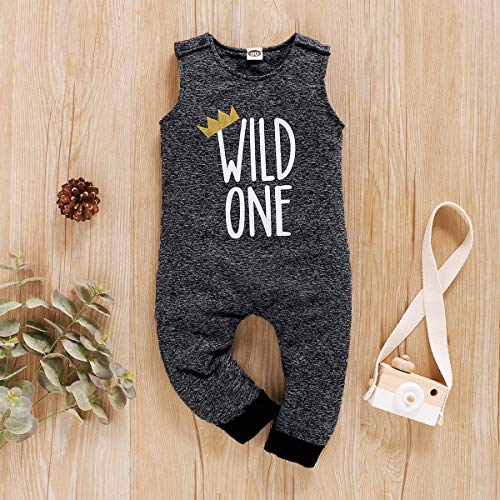 Viworld Wild One Romper Baby Boy 1St Birthday Button Solid Bodysuit One Piece Jumpsuit Outfits Clothes (Autumn & Winter Style, 12-18 Months) #TOP1
