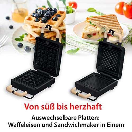 ADE Waffeleisen Sandwichmaker 2-in-1 KG2138-3 auswechselbare Platten, Sandwichtoaster mit Teflon-Antihaftbeschichtung… – Bild 3