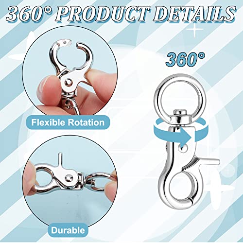 Image of GORGECRAFT 20Pcs Trigger Snap Hooks 360 Degree Swivel Lobster Clasps Clips Silver Heavy Duty Alloy Snaps Hook for Pet Cages Chains Keychain Lanyard Carabiner DIY Jewellery Making Crafts Findings