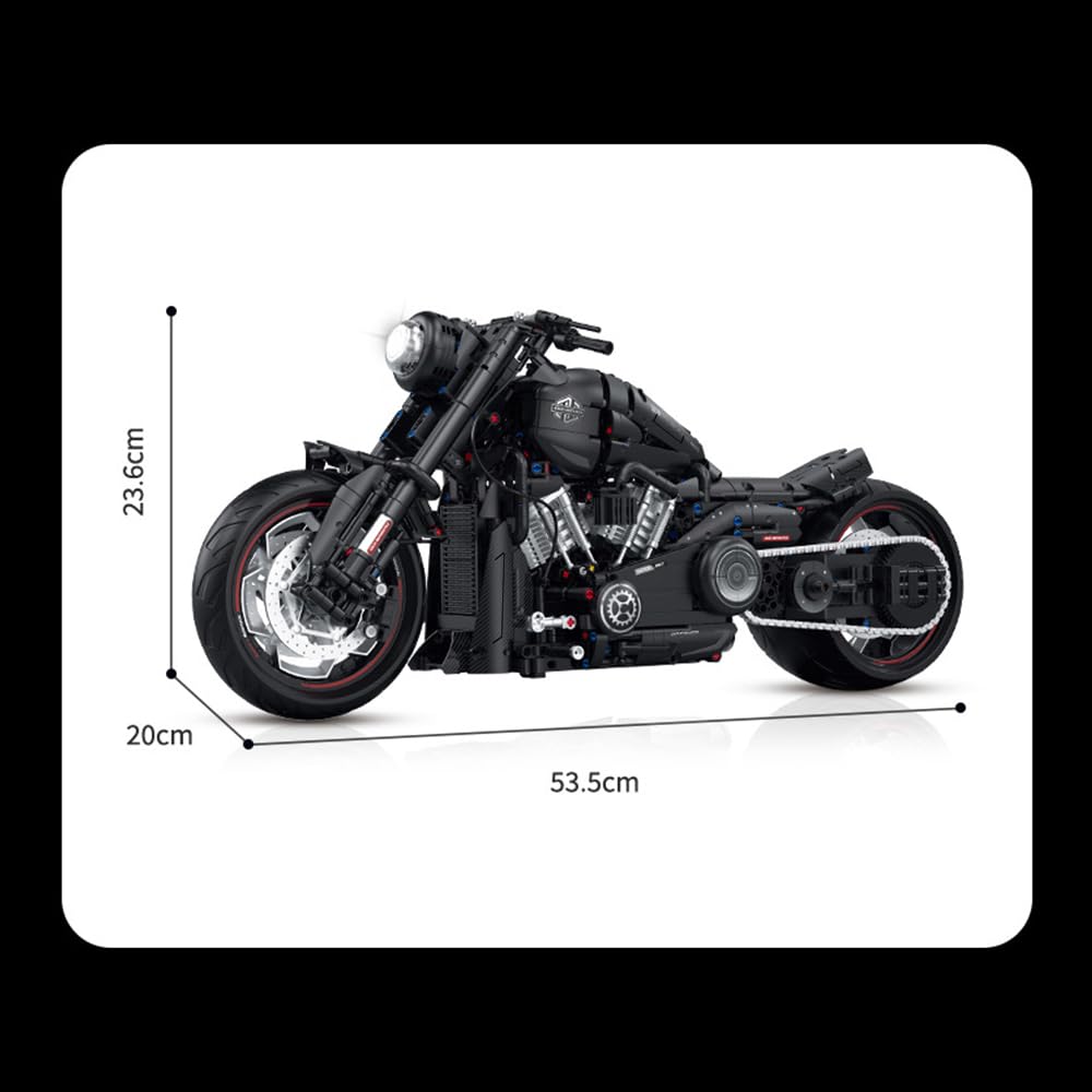 MISINI 60521 Technologie Motorrad Baustein Kit, 2260 Stücke MOC 1:5 Proportionale Sammelbare Super Motorrad Modell Kit, Baustein Motorrad Set für Bau und Anzeige