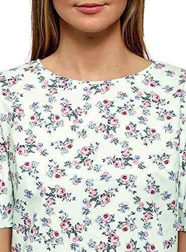 Oodji Ultra Donna Abito Dritto in Cotone, Verde