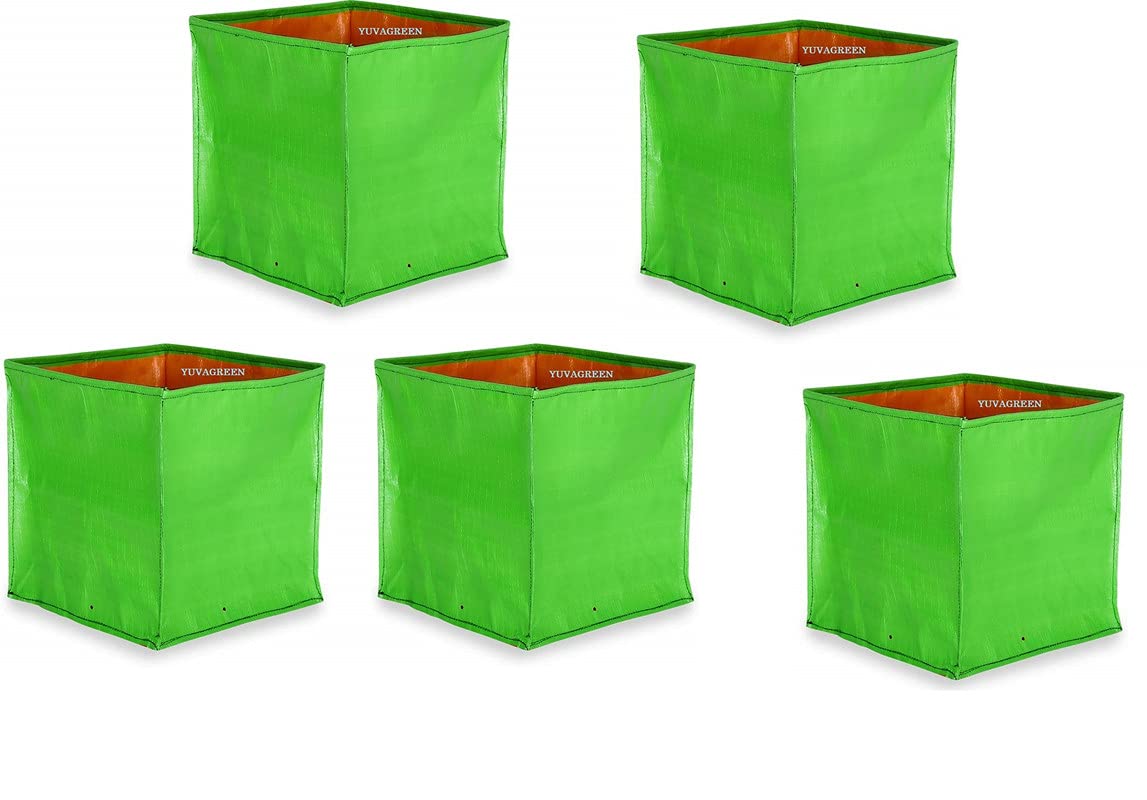 YUVAGREEN Terrace Gardening Leafy Vegetable HDPE Square Green Grow Bag (12"x12"x12") - Pack of 5 (B09GLQDF7L) Amazon Price History, Amazon Price Tracker