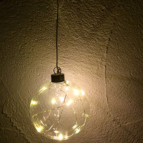 Preisvergleich Produktbild Annastore Glaskugel mit 10er LED Lichterkette, batteriebetrieben