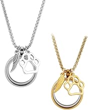 Pack of 2 Animal Fur Jewellery Keepsake Necklace Stainless Steel Animal Fur Locket Necklace Pet Bag Memorial Keepsake Urn Pendant Necklace for Dog Cat Photo