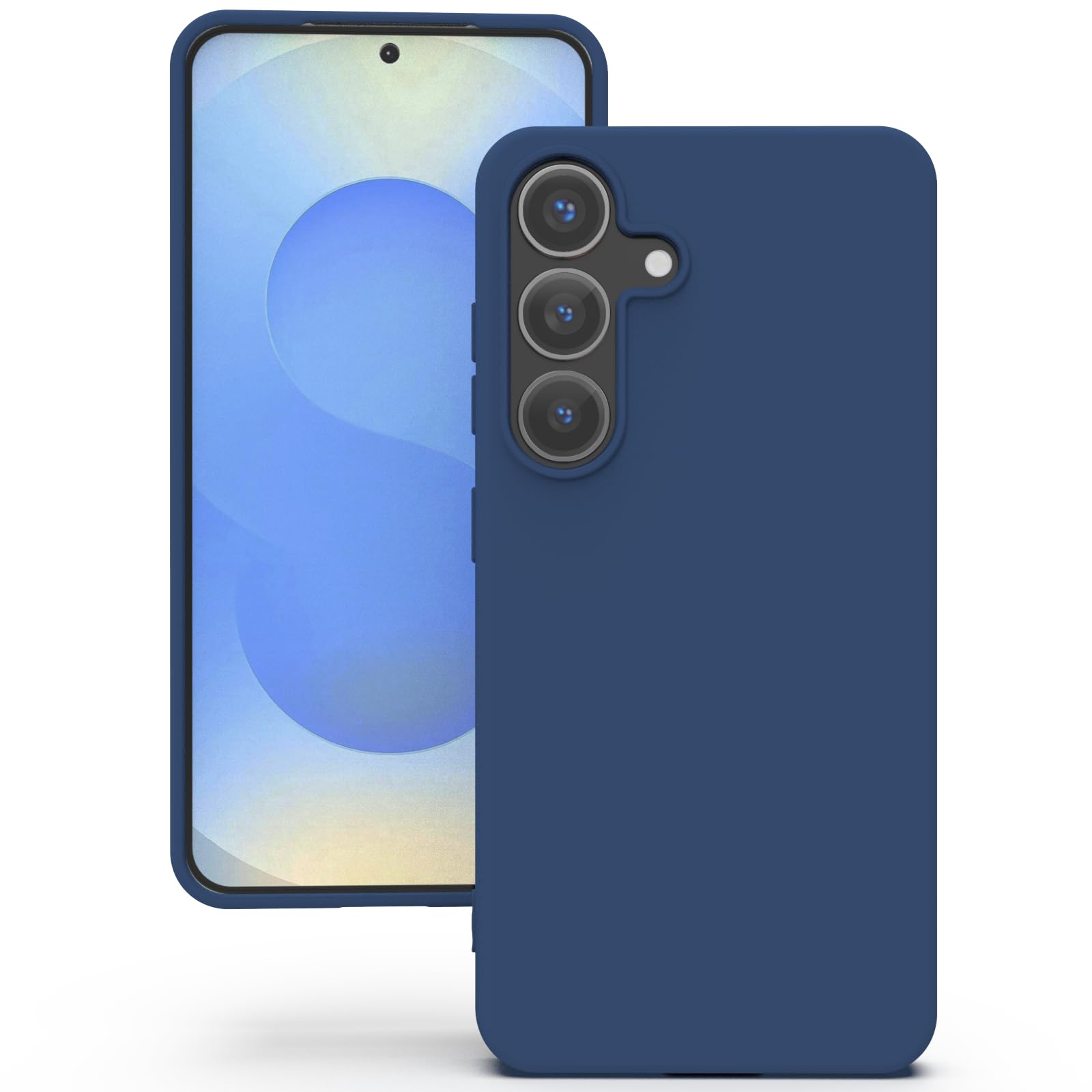 YATWIN Silicone Back Case for Samsung Galaxy S25, Soft-Touch Phone Back Cover for Samsung Galaxy S25 - Dark Blue