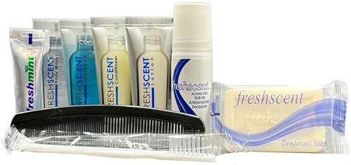 WNL Products Kit de viaje para el cuidado personal 1400T  Juego de artículos de tocador que cumple con la TSA con champú, acondicionador, gel de