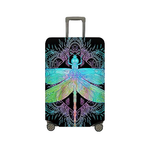 Luggage Cover for Suitcase, Dragonfly Print Business Suitcase Cover Protector Fit 18-32 Inch Luggage, Baggage Covers with Zipper for Travel (M(22-25inch suitcase),Dragonfly 1)