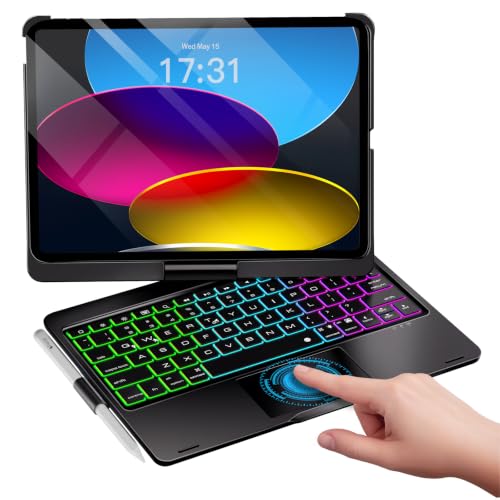 Baisla for iPad (A16) 11th/10th Gen Case with Keyboard, 360 Rotating, Trackpad Keyboard for iPad Air...