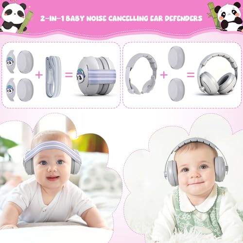 Miniatura 4 de Zocipro 2 En 1 Cascos Bebe Antiruido Protectores Auditivos, Cascos Insonorización Bebé Con Cancelación De Ruido Y Diadema Ajustable, Cascos Para Bebés Antirruido Y Auriculares Bebé Antirruido