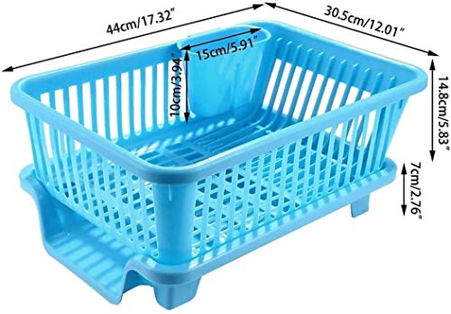 Image of 3 in 1 Durable Sink Plastic Dish Rack Utensil Drainer Drying Basket for Kitchen with draining Tray After wash Tool Cutlery Fork Organizer