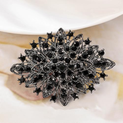 Image of Vintage Art Deco Crystal Rhinestone Brooch Pin for Women