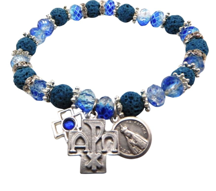 Westmon Works Our Lady of Fatima Bracelet Set Catholic Ladies Fashion Accessory with Glass and Resin Beads Metal Charms and Holy Prayer Card2