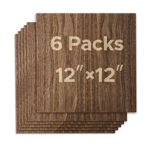 OMTech 6 Pack Walnut Wood Sheets, 12 x 12 Inch Walnut Plywood Sheets for Laser Engraving & Cutting, 1/8 Inch 3 mm Thick Unfinished Wood Boards for DIY Project Crafting Cutting Architectural Model
