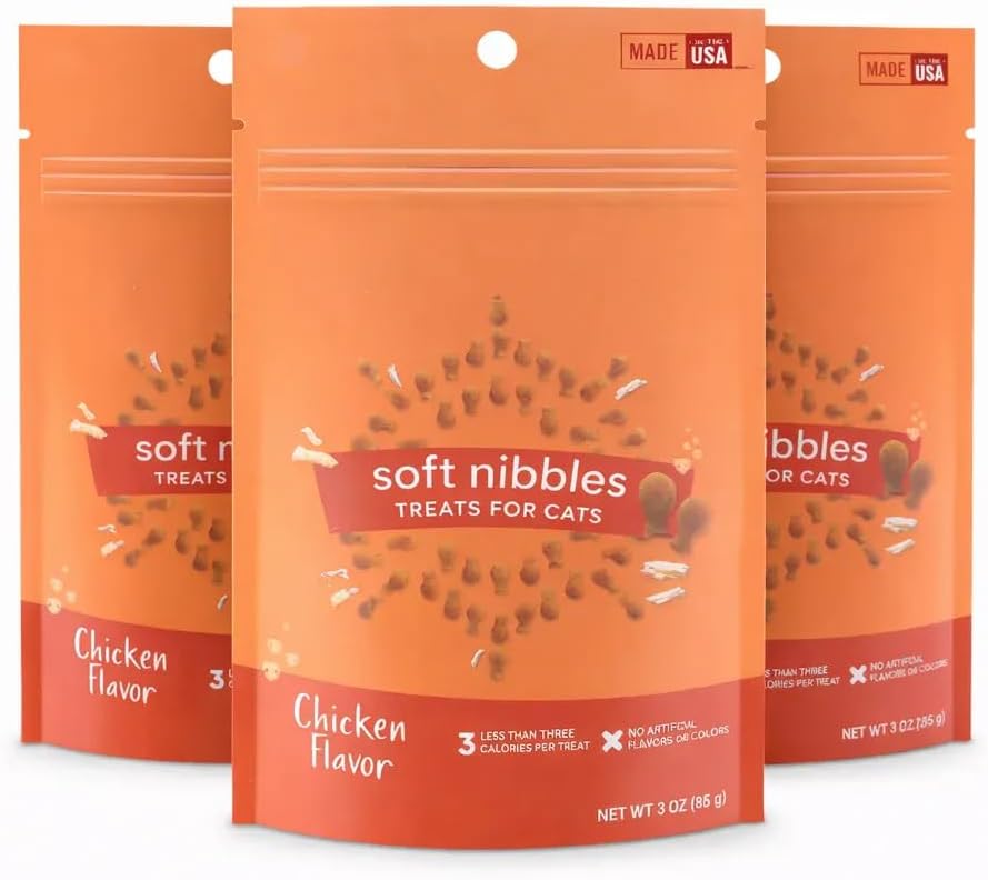 Savory & Tasty Soft Cat Treats Chicken - Grain Free, Low Calorie Chewy Nibbles, Made in USA, Real Chicken #1 Ingredient, Under 3 Calories Per Treat, Natural Training Snack for Indoor Cats | (9oz)