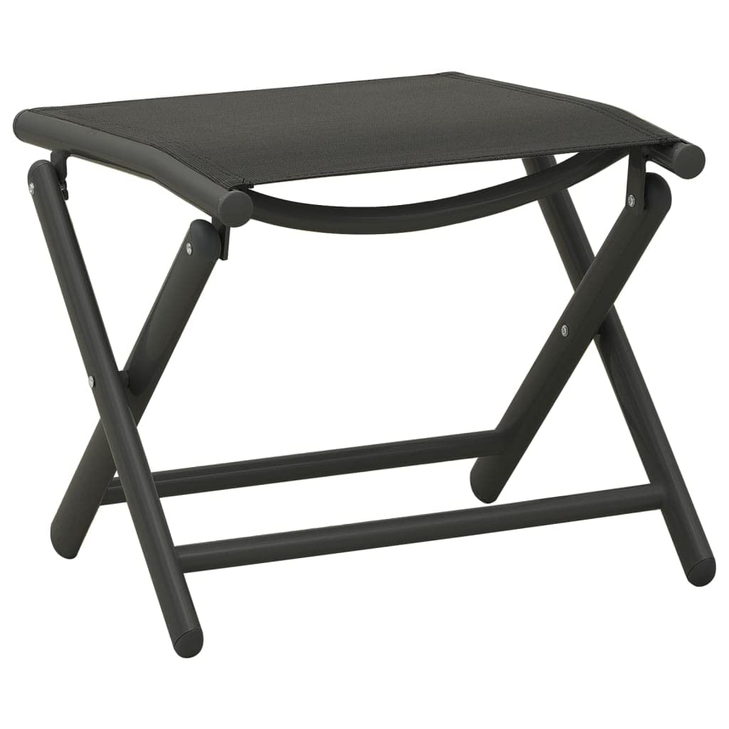 9-częściowy zestaw mebli ogrodowych, czarny, antracyt, aluminium, z 6 krzesłami, 1 leżak do opalania, 2 podnóżki, składane, do ogrodu, na balkon, do wypoczynku na świeżym powietrzu