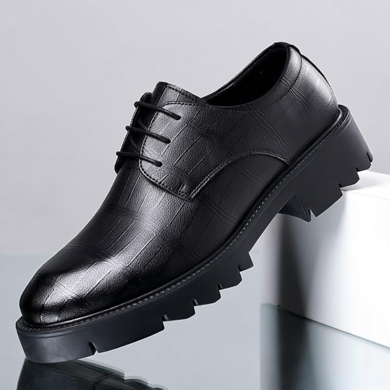 Men Luxury Oxford Shoes Classic Round Toe Shiny Checkered Comfortable Dress Loafers for Men3