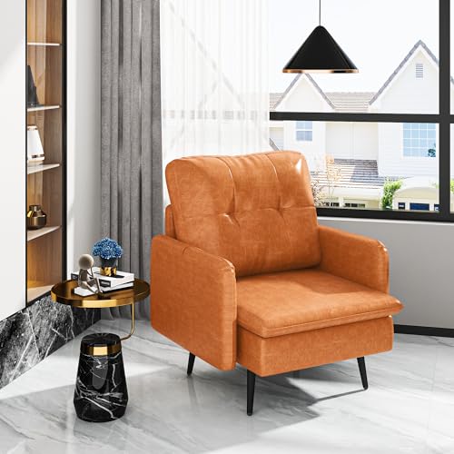 image for Lamerge PU Leather Leisure Chair Set of 2, Upholstered Mini Couch Midd