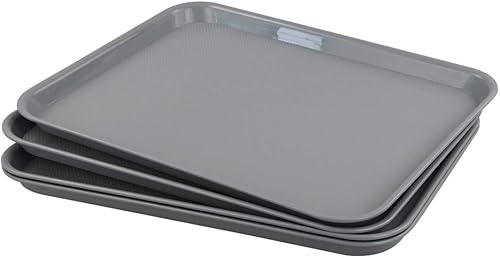 Bandeja rectangular de comida rápida, bandejas de café estándar para cafetería, 17.2 x 13.5 pulgadas, juego de 4 (gris)