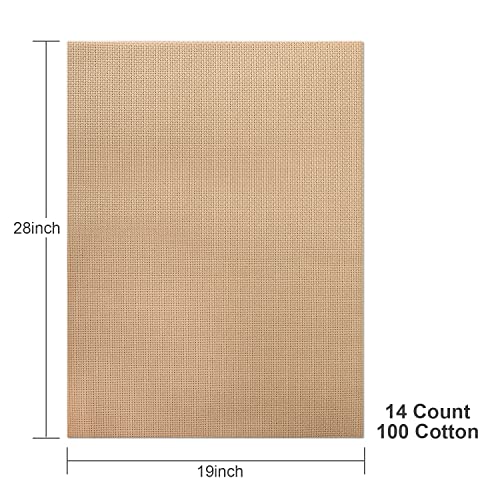 Image of Aida Cloth 14 Count Cross Stitch Fabric,19x28inch (14CT, Khaki)