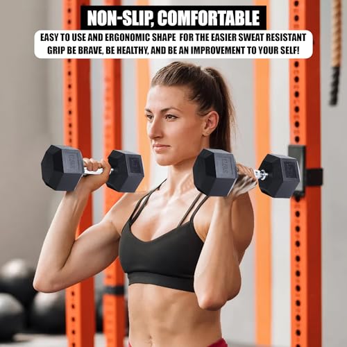 BodyRip Rubber Dumbbells - Rubber Encased Hexagonal Dumbbells- Anti-Rolling, Adjustable Dumbbells for Home Gym - Weight Rubber Dumbbells Set for Strength Training, Bodybuilding and Fitness Workouts - Image 5