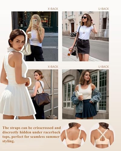 Vertvie Racerback Bras for Women Full Coverage Supportive Wireless Bras Push Up Seamless Bralettes Convertible T-Shirt Bra4