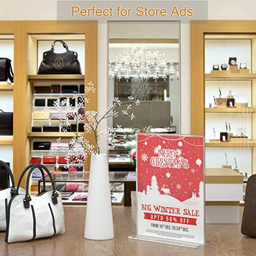 Image of Shuban Acrylic Sign Holder Table Sign Holder Double Sided T Shape Clear Plastic Desktop Display Holder Vertical Menu Stand Sign Holders for School, Office, Hotel, Party (05 X 7 Inch -4Pcs)