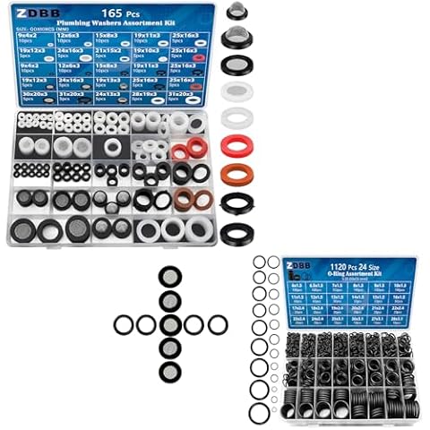 ZDBB 1030 Pcs(43 Size) Plumbing Flat Rubber Washers and O Ring Assortment Kit.,Assorted inch Gasket Set,Home Replace Bathroom Shower Hose Head Valve,Faucet,Garden Connector Water Nozzle,Plumbing Leak Cover